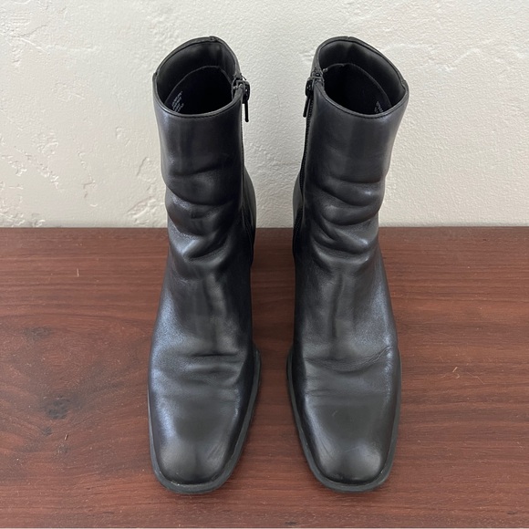 Naturalizer black leather block heel bootie boots side zip comfort shoe 9M - Picture 7 of 15
